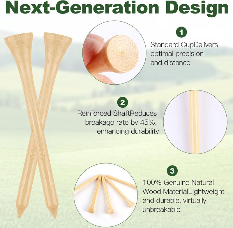 Guirnd 150PCS Professional Wooden Golf Tees 2 3/4 inch Biodegradable Bamboo Golf Tees, Stable and Reliable, Available in Natural Color - Image 5